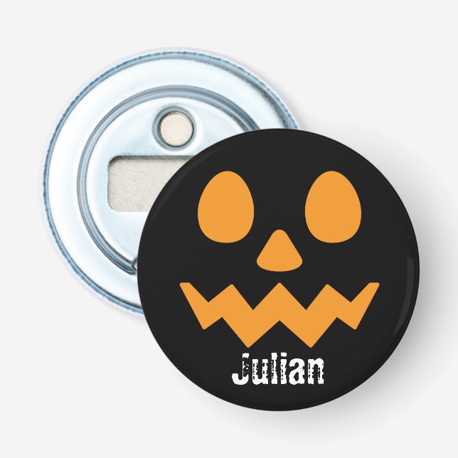 Simple Halloween Day Jack-o-Lantern Pumpkin Name Bottle Opener (Front)