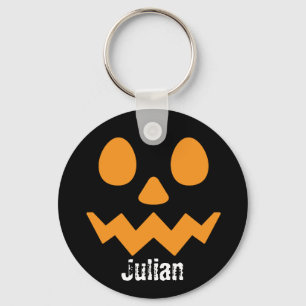 Simple Halloween Day Jack-o-Lantern Pumpkin Name Key Ring