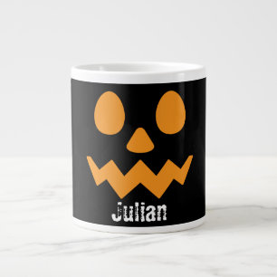 Simple Halloween Day Jack-o-Lantern Pumpkin Name Large Coffee Mug