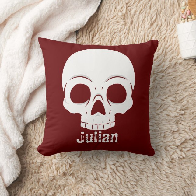 Simple Halloween Day Skull Spooky Name Cushion (Blanket)