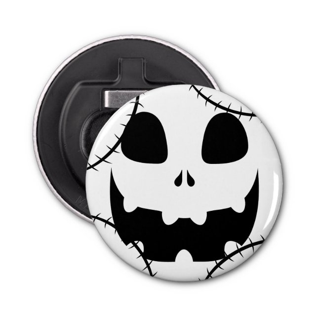 Simple Halloween jack-o-lantern pumpkin face Bottle Opener (Front)