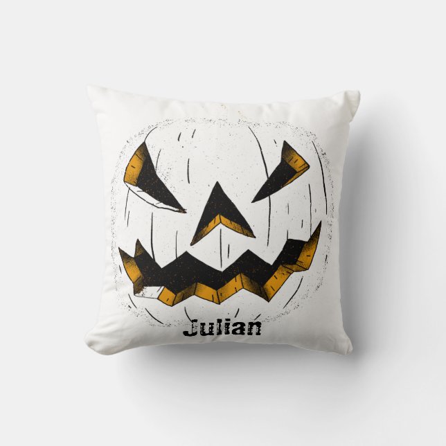 Simple Halloween jack-o-lantern pumpkin face Cushion (Front)