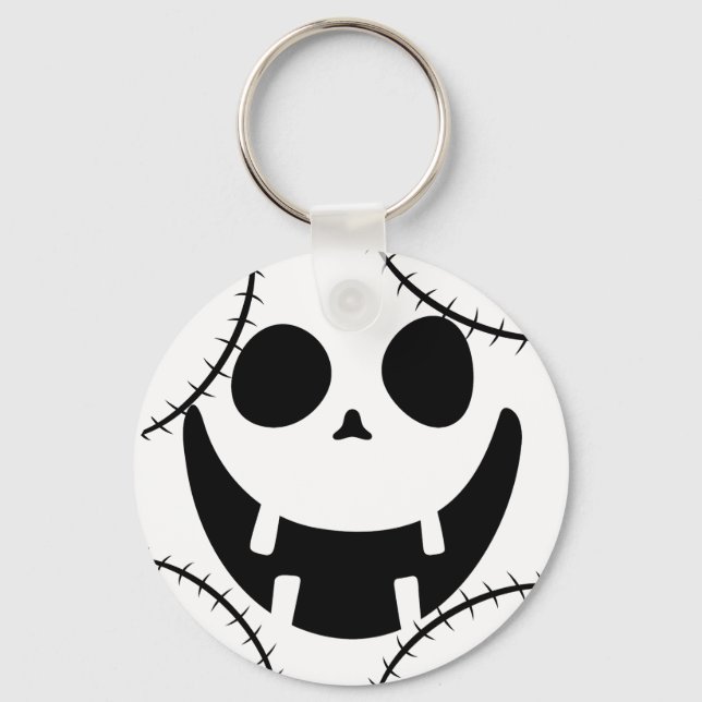 Simple Halloween jack-o-lantern pumpkin face Key Ring (Front)