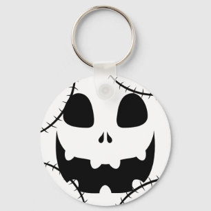 Simple Halloween jack-o-lantern pumpkin face Key Ring