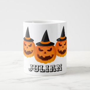 Simple Halloween jack-o-lantern pumpkin face Large Coffee Mug