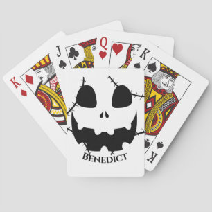 Simple Halloween jack-o-lantern pumpkin face Name Playing Cards