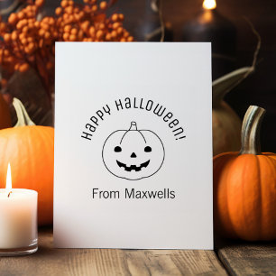 Simple Halloween Pumpkin Arch Message Rubber Stamp