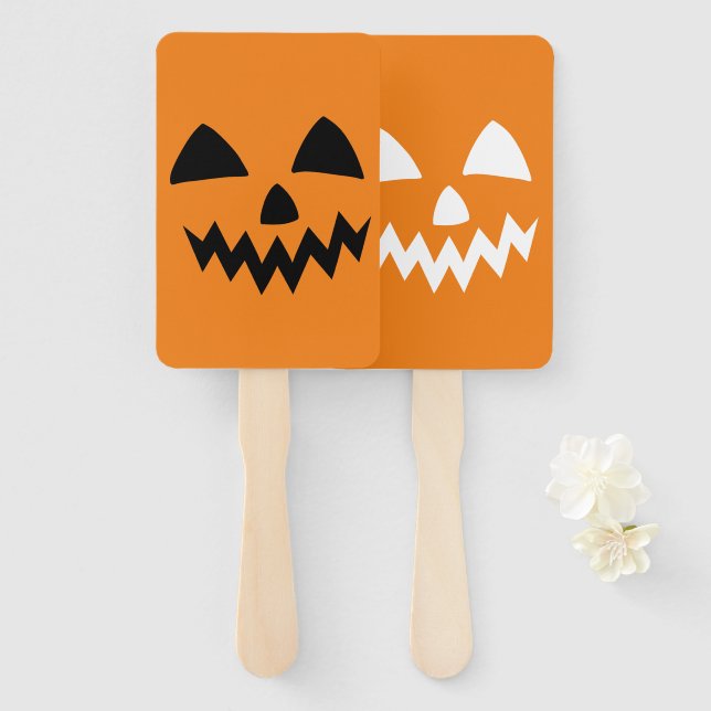 Simple Halloween Pumpkin face ghost scary Party Hand Fan (Front and Back)