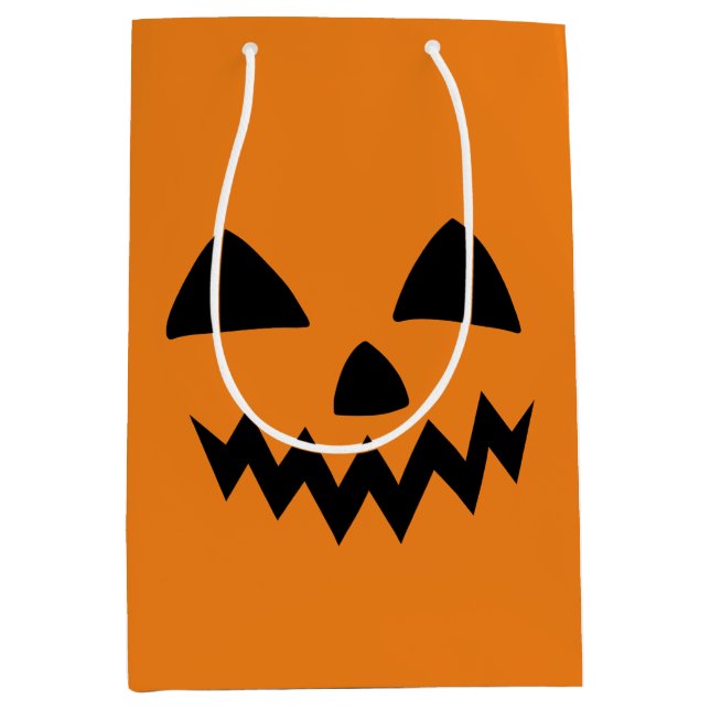 Simple Halloween Pumpkin face ghost scary Party Medium Gift Bag (Front)