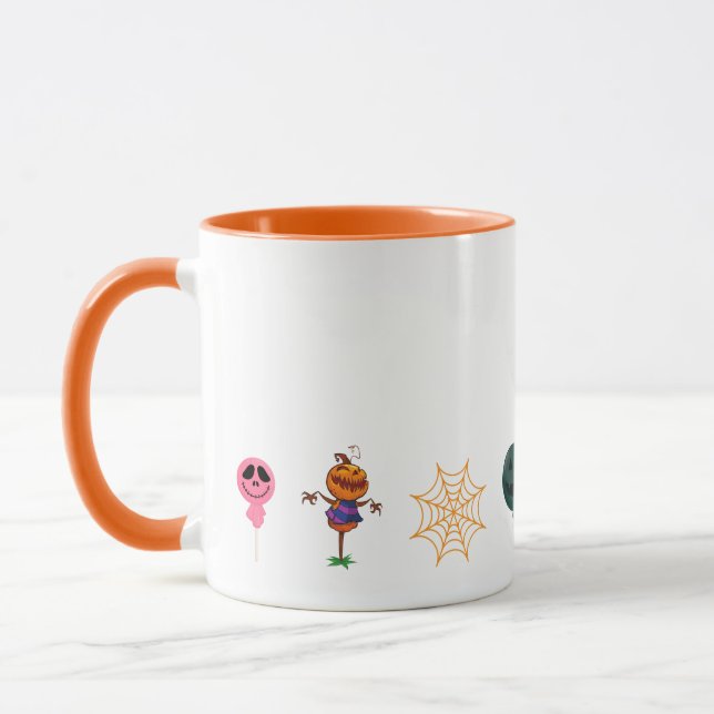 Simple Halloween Pumpkin face ghost scary Party Mug (Left)
