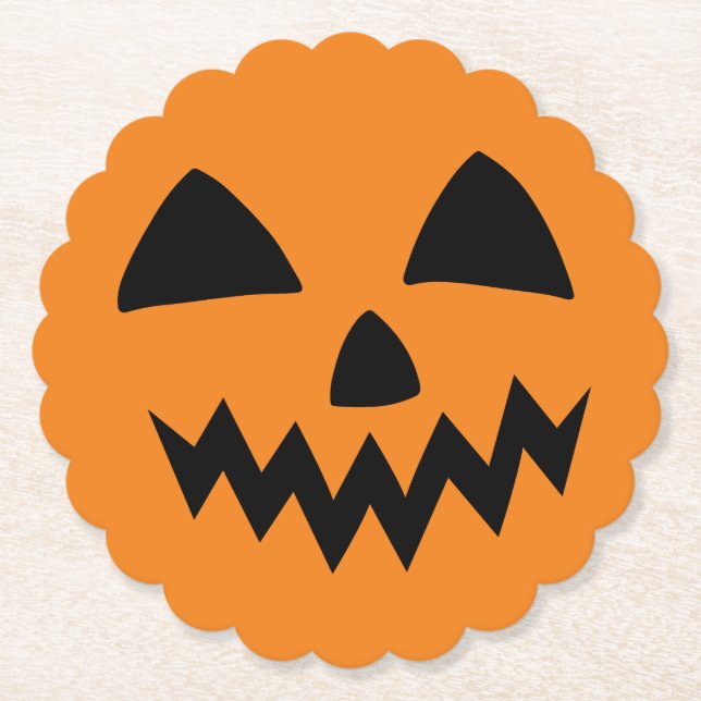 Simple Halloween Pumpkin face ghost scary Party Paper Coaster (Front)