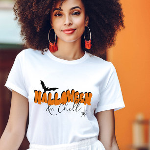 Simple Halloween Retro Black Orange Typography Fun T-Shirt