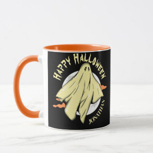 Simple Halloween spooky ghost Personalised Name Mug