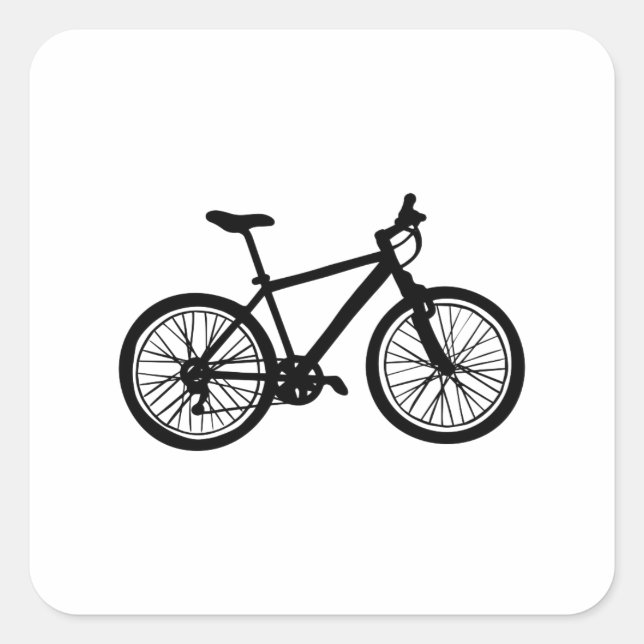 Simple hand drawn bicycle in black and white square sticker (Front)