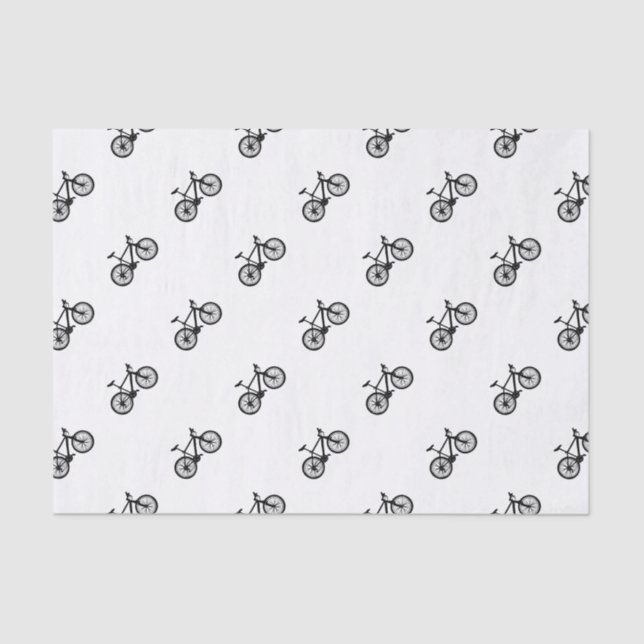 Simple hand drawn bicycle in black and white tissue paper (Front)