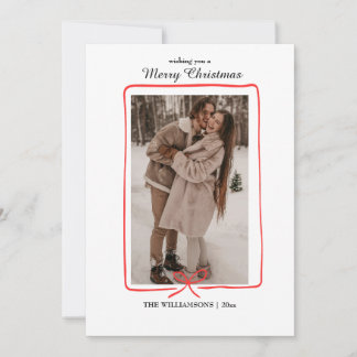 Simple Hand-Drawn Border Christmas Photo Card