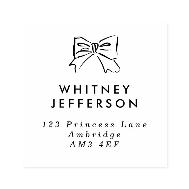 Simple Hand Drawn Bow Address Rubber Stamp (Imprint)