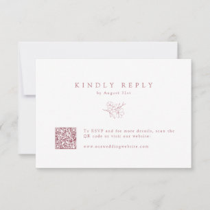 Simple Hand-Drawn Cherry Blossom QR Code Wedding  RSVP Card