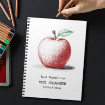 Simple Hand Drawn Cute Red Apple Best Teacher Ever