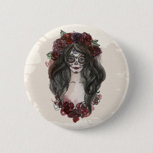 Simple Hand-drawn Dia de los Muertos Button