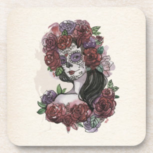 Simple Hand-drawn Dia de los Muertos   Coaster