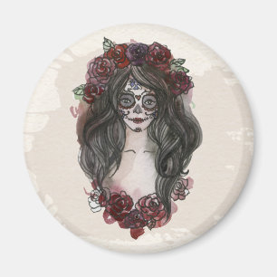 Simple Hand-drawn Dia de los Muertos   Magnet