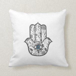Simple Hand Drawn Floral Hamsa Hand Cushion