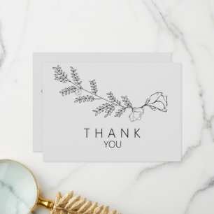 Simple Hand-Drawn Floral Stem Funeral Thank You