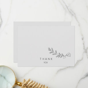 Simple Hand-Drawn Floral Stem Loving Memory Thank You Card