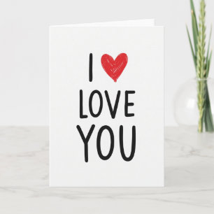 Simple Hand Drawn Love You Card