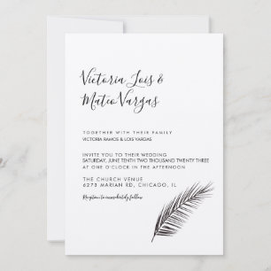 Simple Hand Drawn Palm Tree Leaf Wedding Invitation