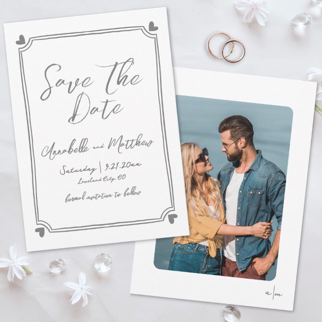 Simple Hand Drawn Photo Whimsical Wedding Save The Date (Simple Hand Drawn Photo Whimsical Wedding Save the Date)