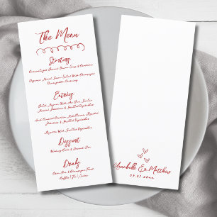 Simple Hand Drawn Red Whimsical Wedding Menu