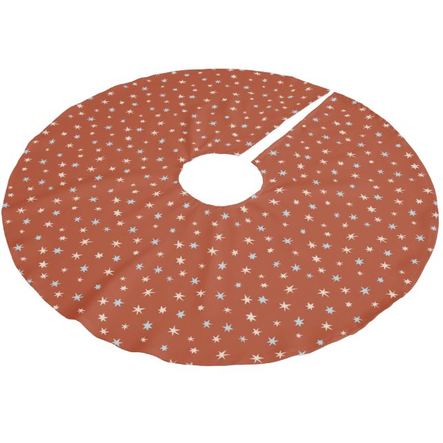 Simple Hand-drawn Scattered Holiday Stars Brushed Polyester Tree Skirt (Angled)