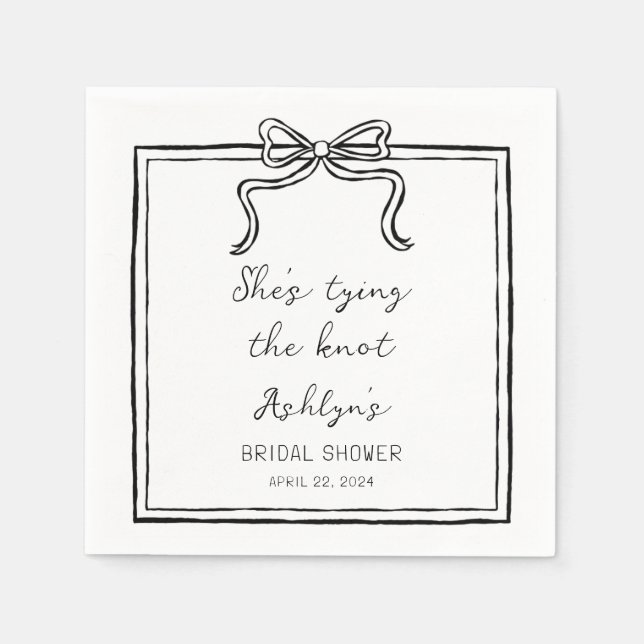 Simple Hand Drawn Shes Tying the Knot Napkins (Front)