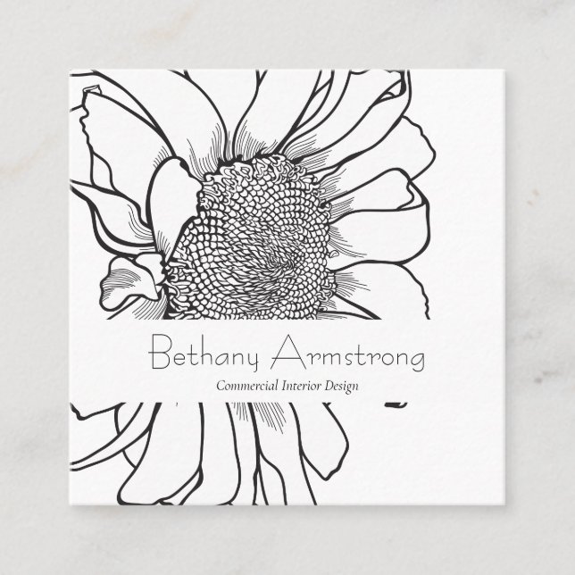Simple Hand Drawn Sunflower Business Card (Front)