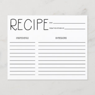 Simple Hand Lettered Bridal Shower Recipe Card