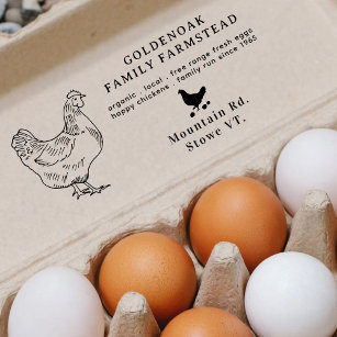 Simple Hand Sketch Personalised Chicken Egg Farm Rubber Stamp