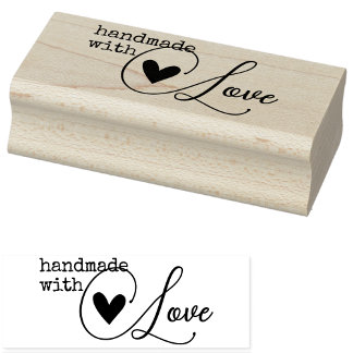 Simple Handmade with Love Heart Simple Stylish Rubber Stamp