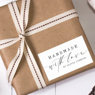 Simple Handmade with Love Script Business  Rectangular Sticker