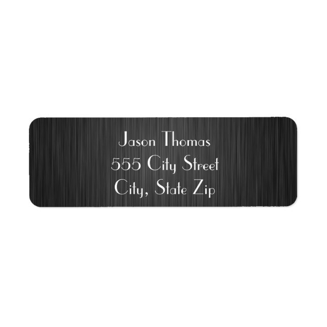 Simple Handsome Monogram Black Faux Metal Return Address Label (Front)