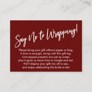 Simple Handwriting Say No to Wrapping! Enclosure Card