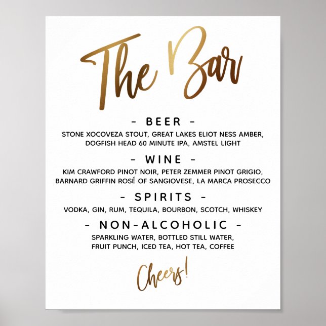 Simple Handwriting Typography "The Bar" Sign (Front)