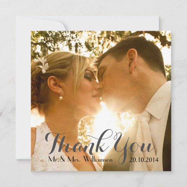 Simple Handwriting Wedding Photo Thank You (Front)