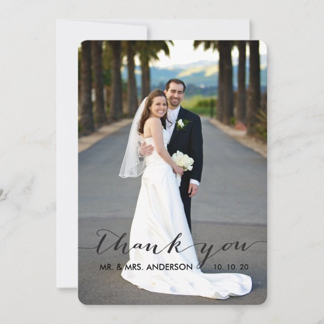 Simple Handwriting Wedding Thank You Card (Front)