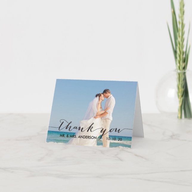 Simple Handwriting Wedding Thank You Card (Front)