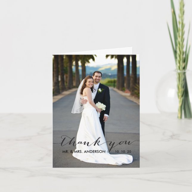 Simple Handwriting Wedding Thank You Card (Front)