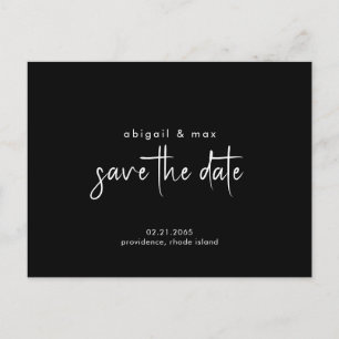 Simple Handwritten B/W  Wedding Save the Date  Postcard