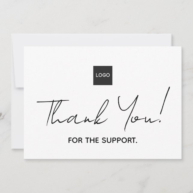 Simple Handwritten Big Thanks w/ Logo Branding Tha Thank You Card (Front)