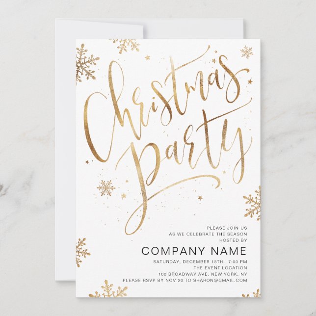Simple handwritten calligraphy Christmas Party Invitation (Front)